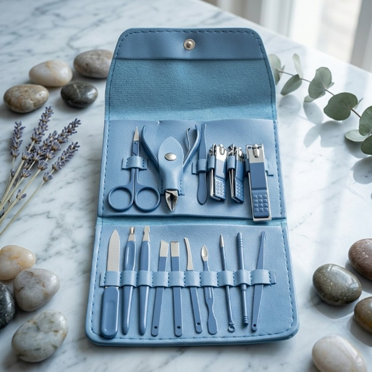 Professional 18-Piece Manicure & Pedicure Nail Care Kit with Travel Case