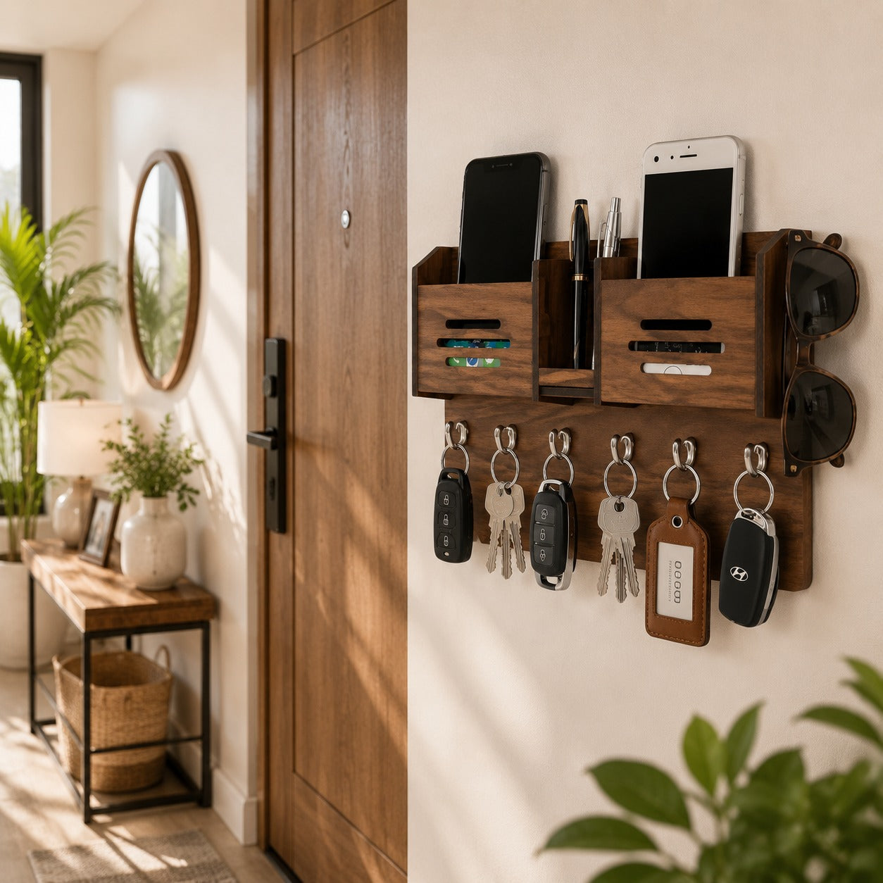 Multipurpose Wooden Key Holder β Decorative Wall Key Hanger