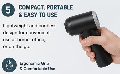 5-in-1 Rechargeable Mini Vacuum Cleaner & Air Duster | Portable Cordless Cleaner for Car, Home & Office