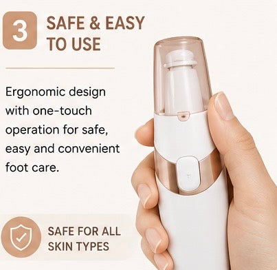 Electronic Pedicure Tool with 2 Replaceable Roller Heads | Portable Electric Foot Callus Remover