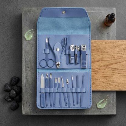 Professional 18-Piece Manicure & Pedicure Nail Care Kit with Travel Case