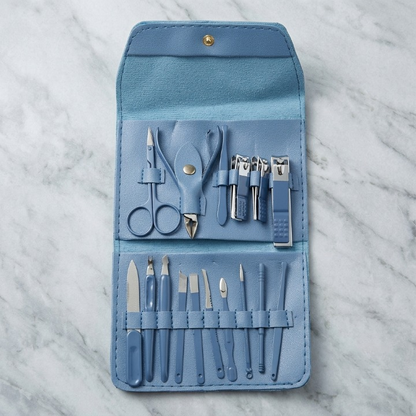 Professional 18-Piece Manicure & Pedicure Nail Care Kit with Travel Case