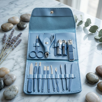 Professional 18-Piece Manicure & Pedicure Nail Care Kit with Travel Case