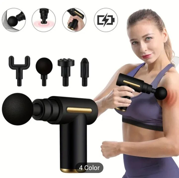 Premium Deep Tissue Massage Gun – Portable Muscle Massager with 4 Interchangeable Heads & Adjustable Speed