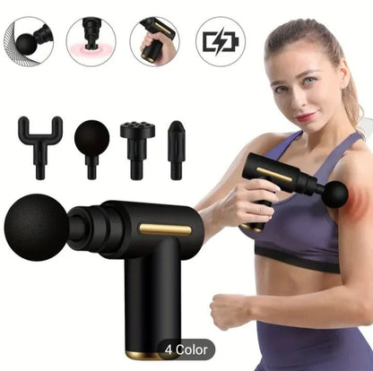 Premium Deep Tissue Massage Gun – Portable Muscle Massager with 4 Interchangeable Heads & Adjustable Speed
