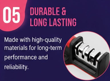 4-Stage Kitchen Knife Sharpener with Ergonomic Non-Slip Handle | Manual Knife & Scissor Sharpener