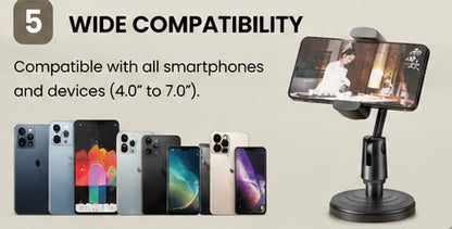 Adjustable Rotatable Mobile Phone Stand – Height Adjustable Desk Holder for Smartphones & Tablets