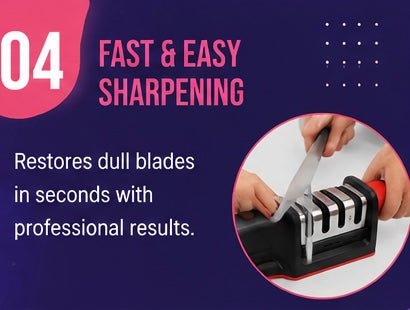 4-Stage Kitchen Knife Sharpener with Ergonomic Non-Slip Handle | Manual Knife & Scissor Sharpener