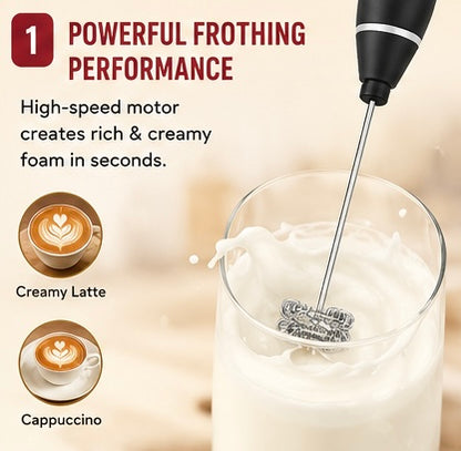 USB Rechargeable Electric Milk Frother with Dual Whisks | Handheld Coffee Foam Maker