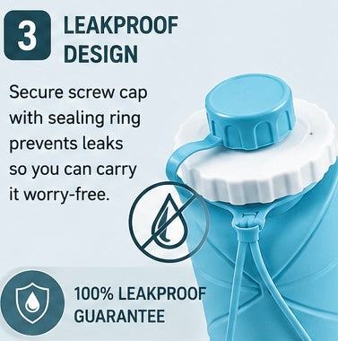 Collapsible Silicone Water Bottle | BPA-Free Leakproof Foldable Travel Water Bottle