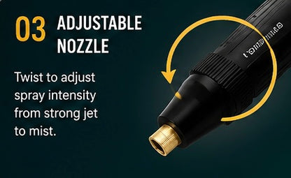 High Pressure Water Spray Nozzle for Garden Hose | Adjustable Brass Jet Spray Gun