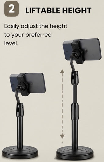 Adjustable Rotatable Mobile Phone Stand – Height Adjustable Desk Holder for Smartphones & Tablets