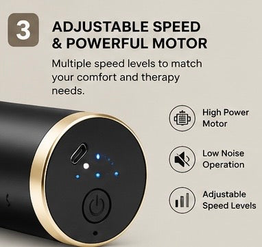 Premium Deep Tissue Massage Gun – Portable Muscle Massager with 4 Interchangeable Heads & Adjustable Speed