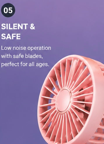 Mini Rechargeable Hand Fan with Digital Battery Display | Portable USB Cooling Fan | 3 Speed Personal Desk & Handheld Fan