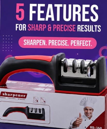 4-Stage Kitchen Knife Sharpener with Ergonomic Non-Slip Handle | Manual Knife & Scissor Sharpener