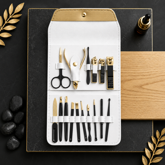 Professional 18-Piece Manicure & Pedicure Nail Care Kit with Travel Case