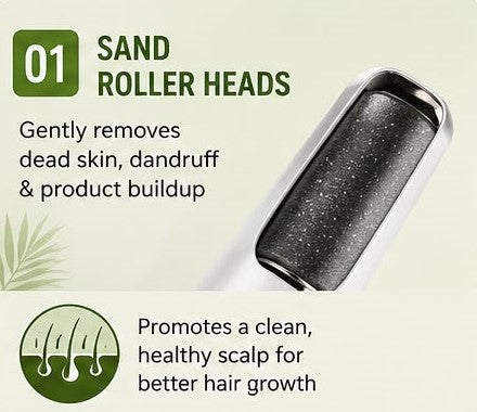 Electric Scalp Massager & Hair Growth Roller | USB Rechargeable Scalp Care Device with LED Light