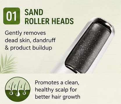 Electric Scalp Massager & Hair Growth Roller | USB Rechargeable Scalp Care Device with LED Light